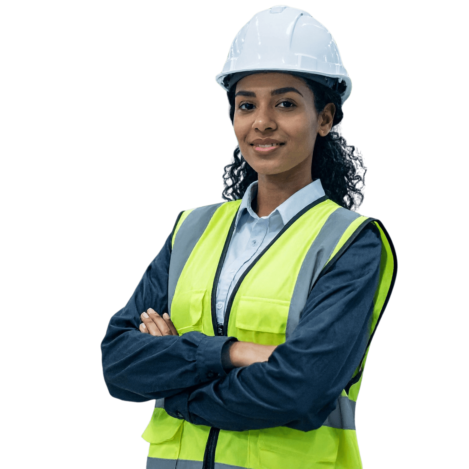 Certified water damage restoration technician in Texas wearing safety gear and hard hat